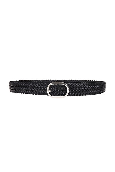 Woven Leather Oval Buckle Belt 30 Mm