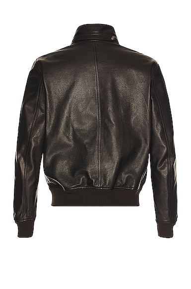 Shop Tom Ford Grain Leather Harrington Jacket In Black