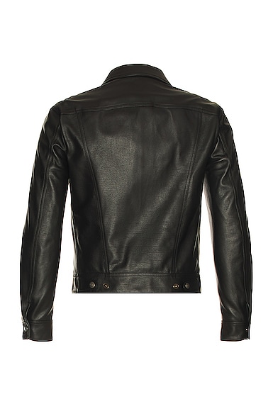 Shop Tom Ford Soft Grain Leather Zip Jean Jacket In Black
