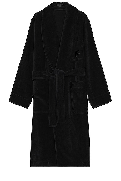 Tom Ford Towelling Shawl Collar Dressing Gown In Black