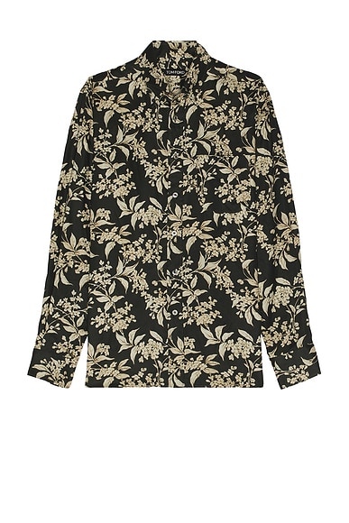 TOM FORD Keith Fluid Fit Shirt in Combo Dark Green