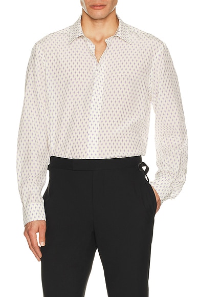 Crepe De Chine Diamond Print Fluid Fit Shirt