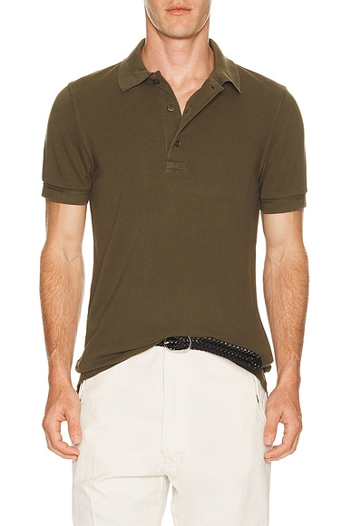 TOM FORD Lyocell Piquet Polo in Teak