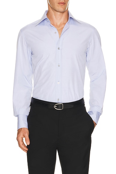 TOM FORD Poplin Classic Fit Shirt in Powder Blue