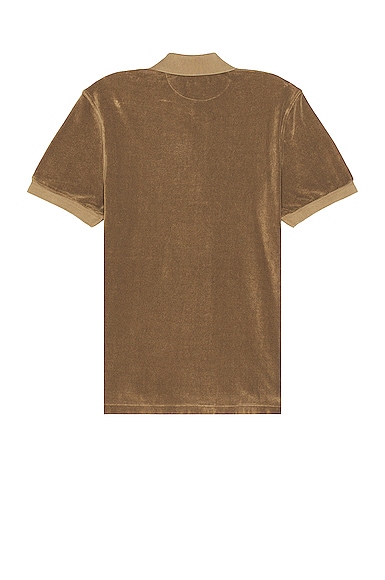 Shop Tom Ford Towelling Ss Polo In Olive