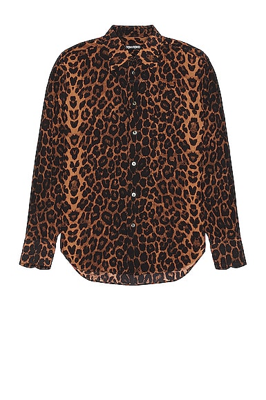 Shop Tom Ford Fluid Fit Leisure Shirt In Leopard