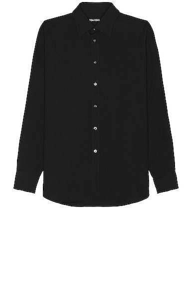 TOM FORD Fluid Silk Parachute Fluid Fit Shirt in Black | Smart Closet