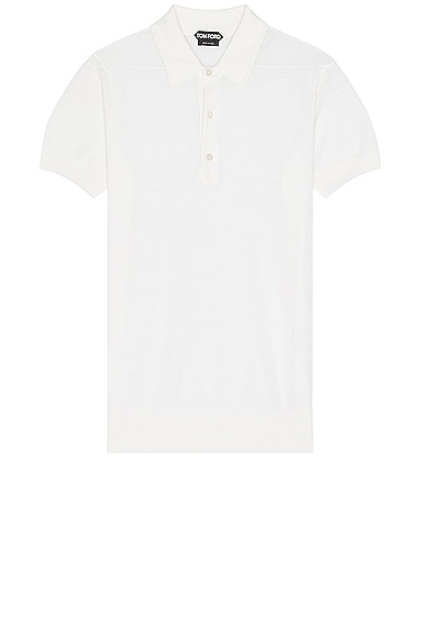 TOM FORD Piquet Short Sleeve Polo In Chalk