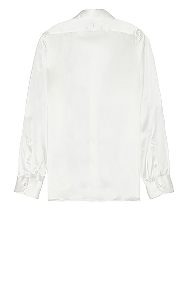 Shop Tom Ford Silk Charmeuse Slim Fit Shirt In Silk White