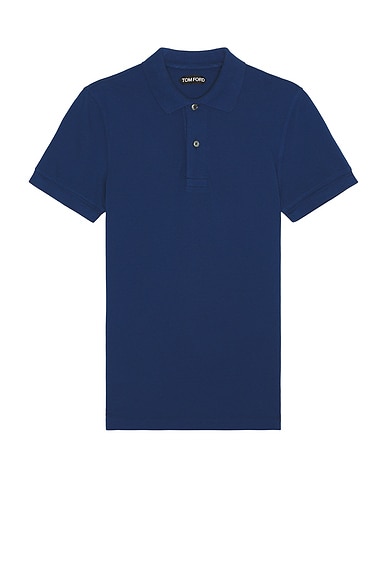 TOM FORD Tennis Piquet Short Sleeve Polo in Indigo