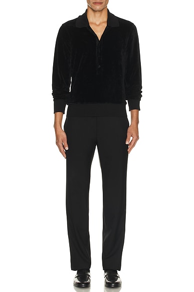 Velour Long Sleeve Polo