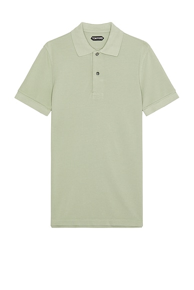 TOM FORD Tennis Piquet Short Sleeve Polo in Menthol