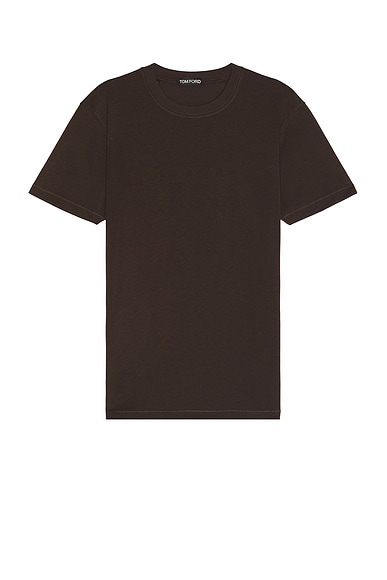 TOM FORD Short Sleeve Crew Neck in Sable Brown