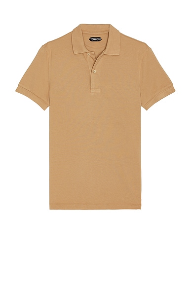 TOM FORD Short Sleeve Polo in Caramel