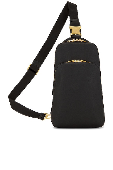 Tom Ford Small Grain Calf Smooth Calf Leather Buckley Sling Backpack In Black