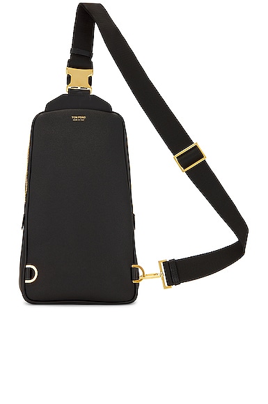 Shop Tom Ford Small Grain Calf Smooth Calf Leather Buckley Sling Backpack In Black
