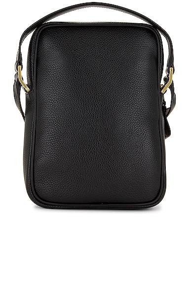 Shop Tom Ford Soft Grain Leather Smooth Calf Leather Small Double Zip Messenger In Black