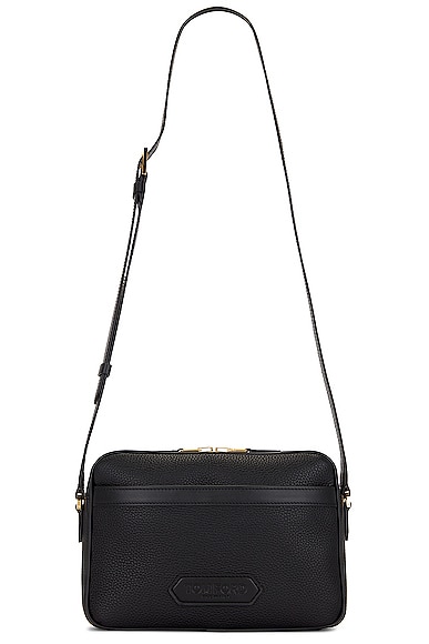 TOM FORD Leather Small Messenger in Black