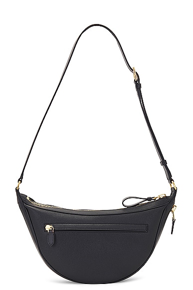 Shop Tom Ford Smooth Grain Leather & Smooth Leather Zip Crescent Bag In Black