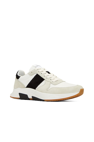Shop Tom Ford Suede + Technical Material Low Top Sneakers In Marble  Black  & White