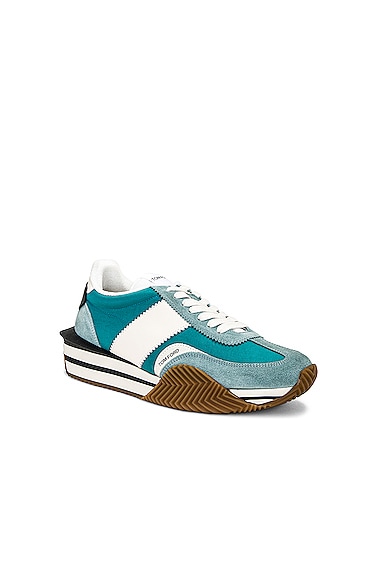 Shop Tom Ford Low Top Sneakers In Sage Green & Cream