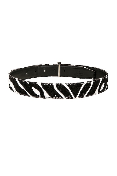 Shop Tom Ford Zebra Printed Velvet 30mm Belt In Black & White