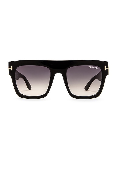 TOM FORD Renee Sunglasses in Shiny Black & Gradient Smoke Lens