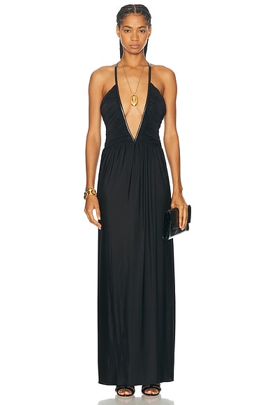 Black long slip dress online