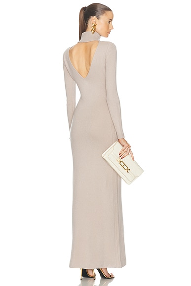 TOM FORD Cashmere Turtleneck Long Dress in Pale Camel