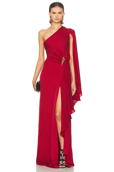 TOM FORD One Shoulder Evening Dress in Crimson
