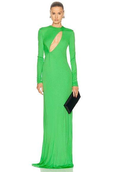 TOM FORD Long Sleeve Evening Dress in Green Clover
