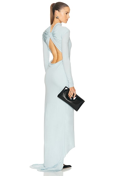 TOM FORD Long Sleeve Open Back Dress in Frost