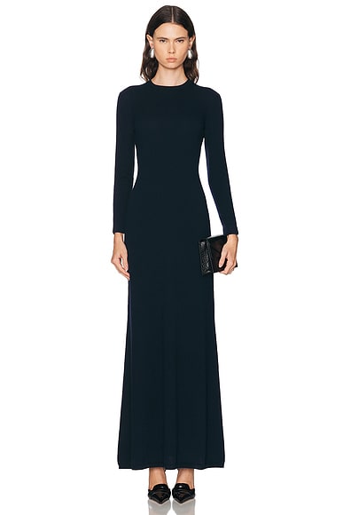 Cashmere Silk Long Crewneck Dress