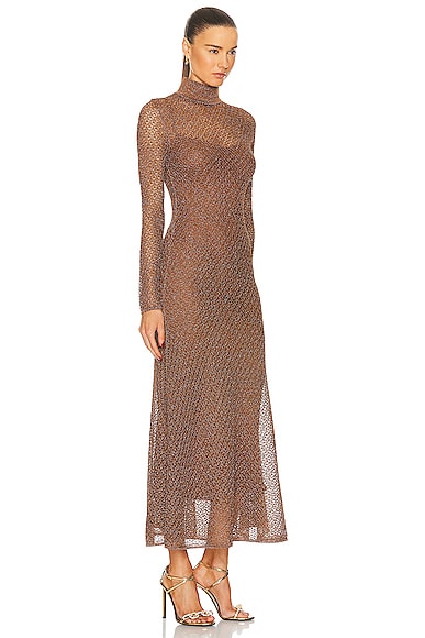 Shop Tom Ford Turtleneck Dress In Antique Bronze