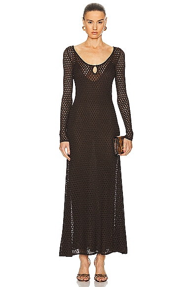 TOM FORD Scoop Neck Dress in Chocolate Brown