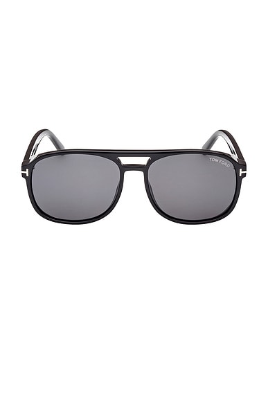 TOM FORD Rosco Sunglasses in Shiny Black, Eco, & Smoke
