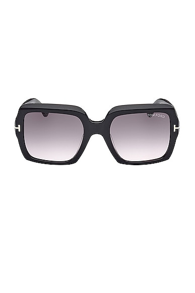 TOM FORD Kaya Sunglasses in Shiny Black & Gradient Smoke