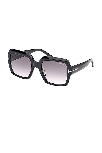 Shop Tom Ford Kaya Sunglasses In Shiny Black & Gradient Smoke