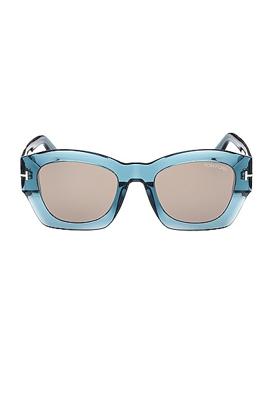 TOM FORD Guilliana Sunglasses in Shiny Transparent Aqua & Roviex