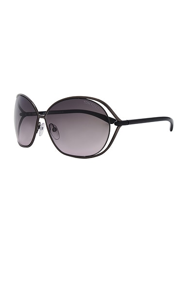 Shop Tom Ford Carla Sunglasses In Shiny Dark Gunmetal  Shiny Black  & Grad