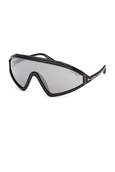 Tom Ford Black Lorna Sunglasses In Shiny Black & Smoke