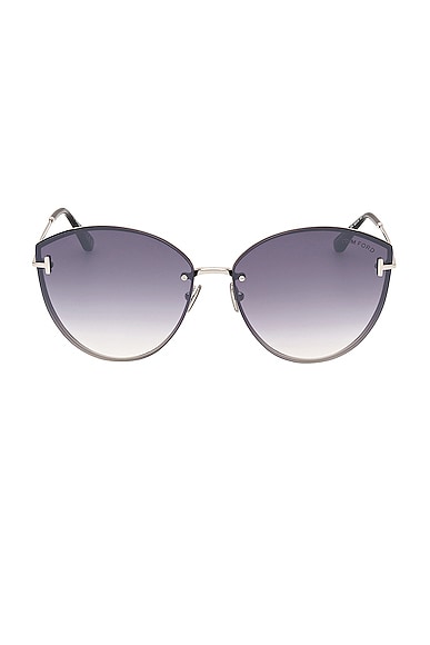 Shop Tom Ford Evangeline Sunglasses In Shiny Palladium & Black