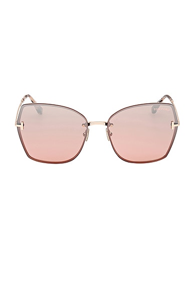 Shop Tom Ford Nickie Sunglasses In Shiny Rose Gold & Rose Havana