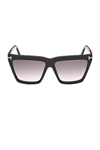Shop Tom Ford Eden Sunglasses In Shiny Black