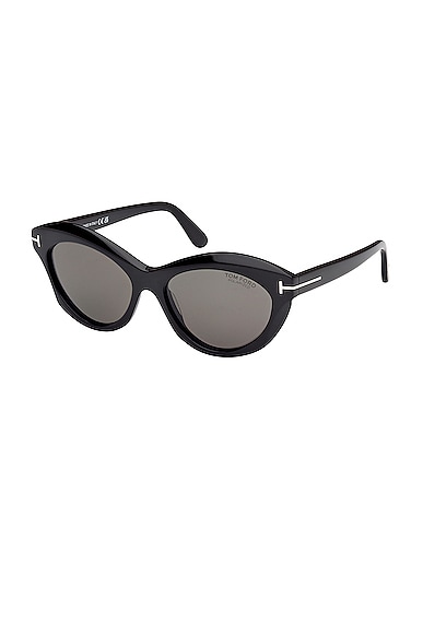 Shop Tom Ford Toni Sunglasses In Shiny Black