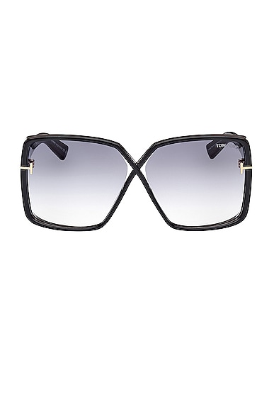 Shop Tom Ford Yvonne Sunglasses In Shiny Black