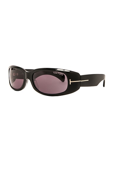 Shop Tom Ford Corey Sunglasses In Shiny Black