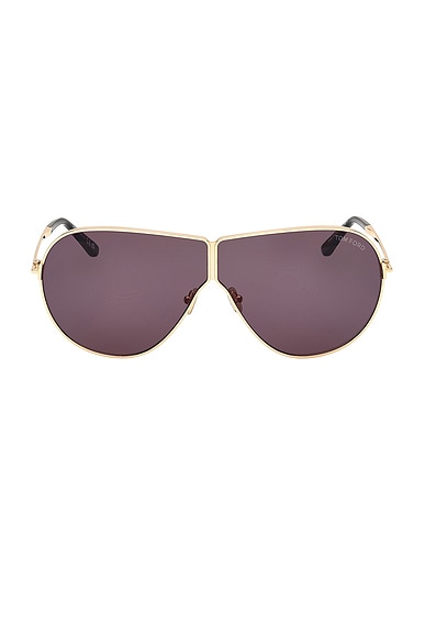 TOM FORD Keating Sunglasses in Shiny Deep Gold & Smoke