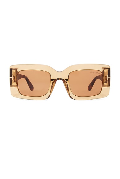 TOM FORD Brigitta Sunglasses in Shiny Transparent Beige & Brown