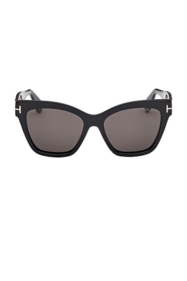 TOM FORD Elvira Sunglasses in Shiny Black & Smoke